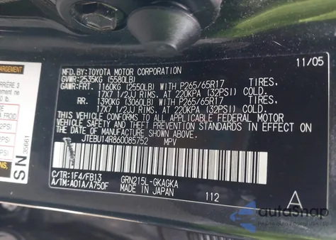 2006 Toyota 4Runner Sr5 Sport V6 from USA, damaged, VIN JTEBU14R860085752